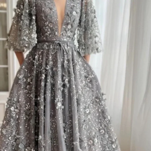 Teuta Matoshi | Dresses | Silver Blossom Gala Gown Teuta Matoshi | Poshmark